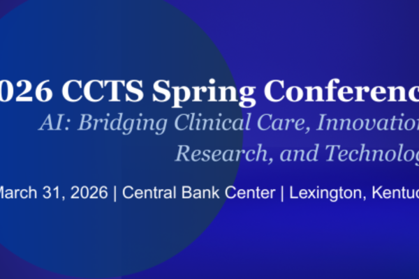 Graphic promoting the 2026 CCTS Spring Conference titled “AI: Bridging Clinical Care, Innovation, Research, and Technology.”