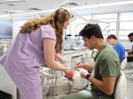 Dental students in simulation lab D611.